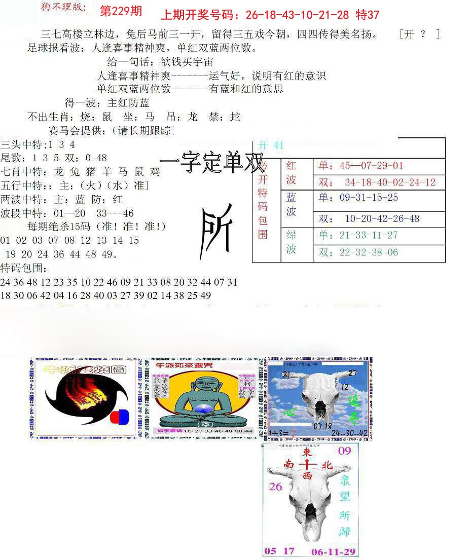 2024229期狗不理特码报