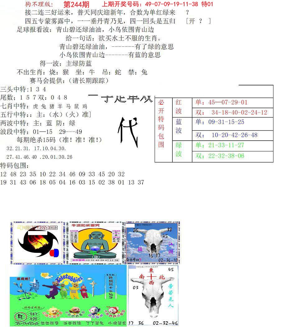 2024244期狗不理特码报