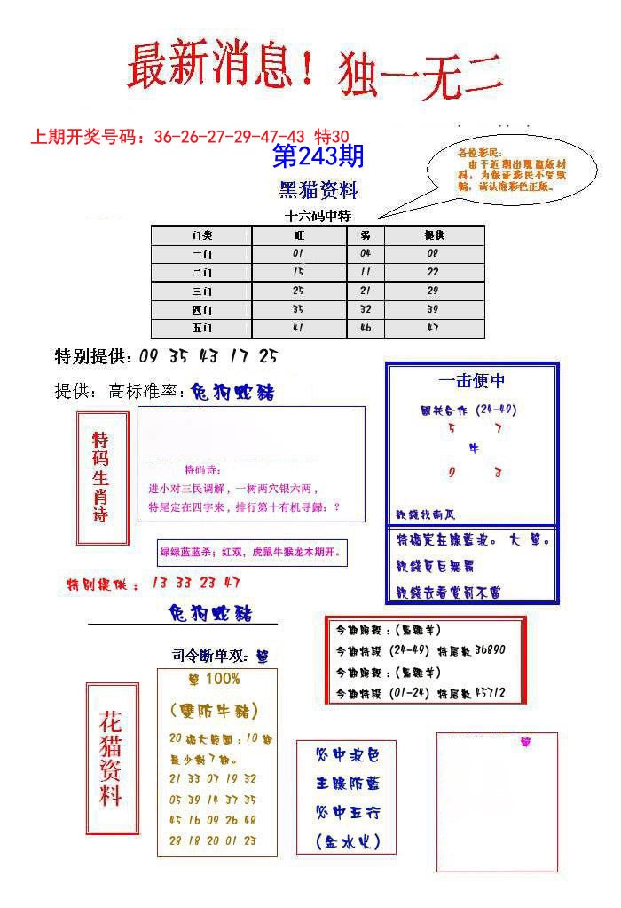 2024243期独一无二
