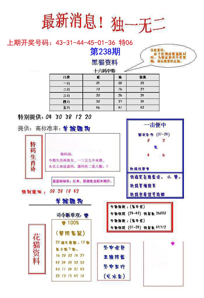 2024238期独一无二