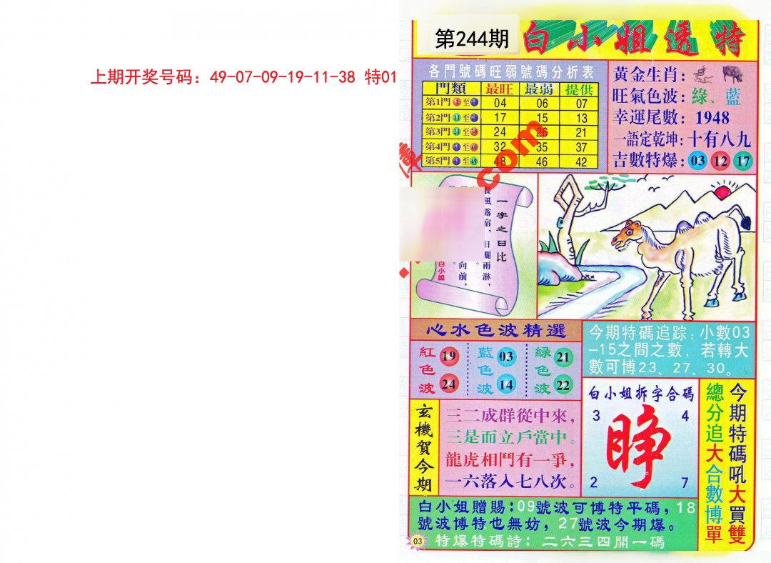 2024244期白小姐透特
