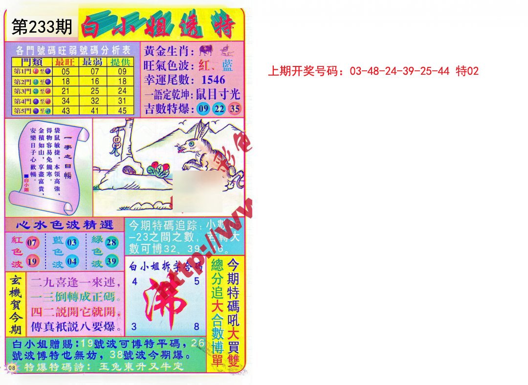2024233期白小姐透特