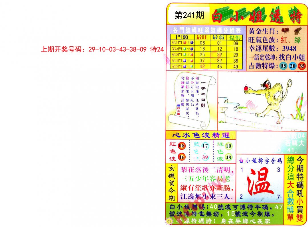 2024241期白小姐透特