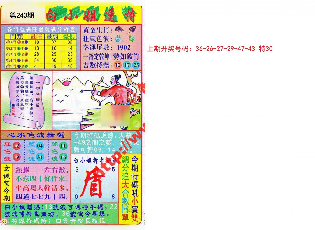 2024243期白小姐透特