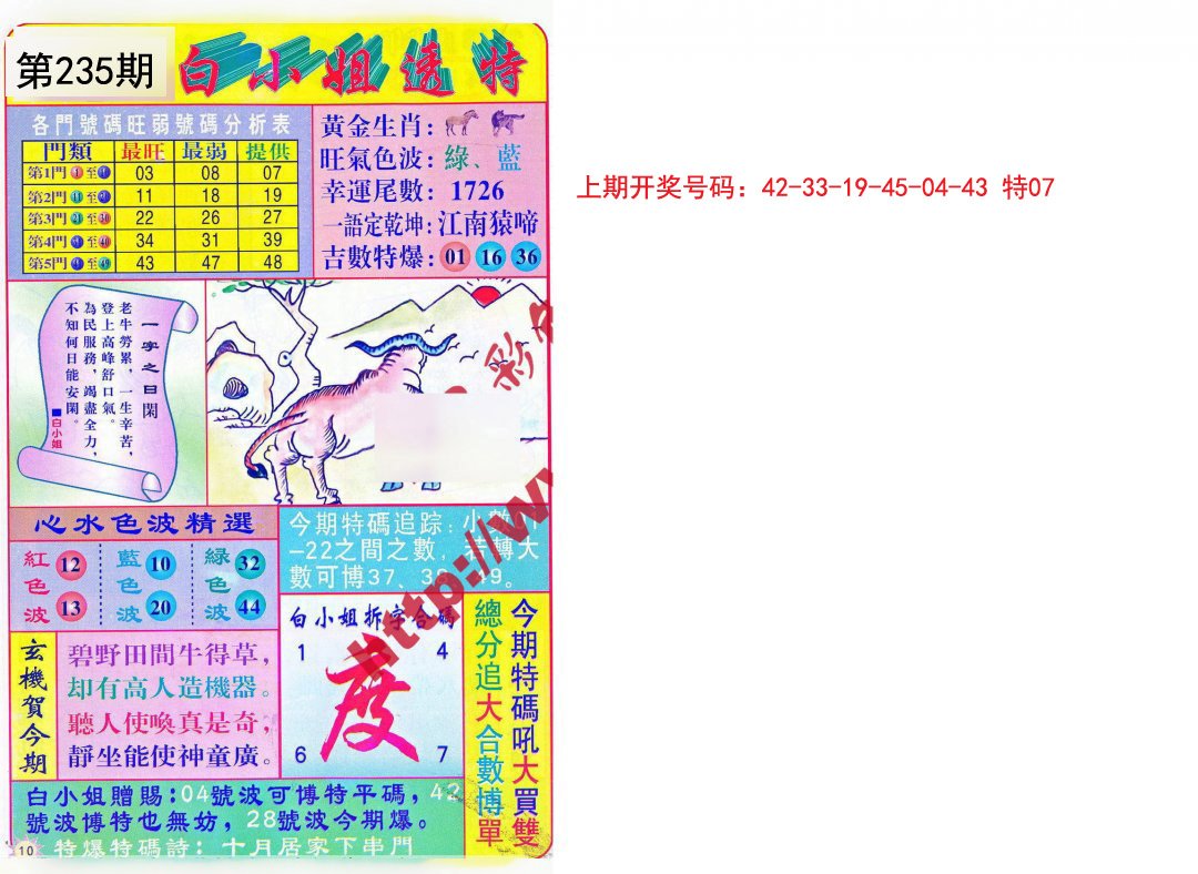 2024235期白小姐透特