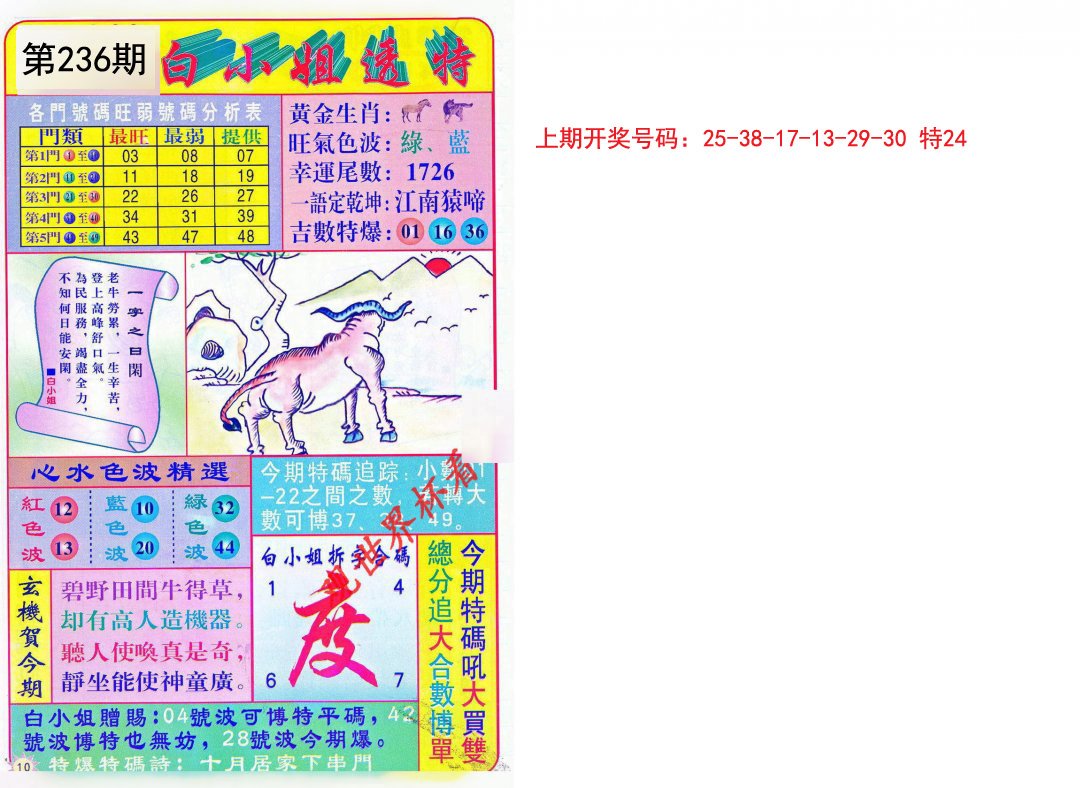 2024236期白小姐透特