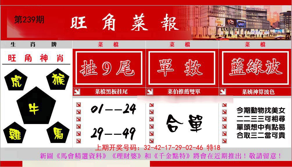 2024239期旺角菜报