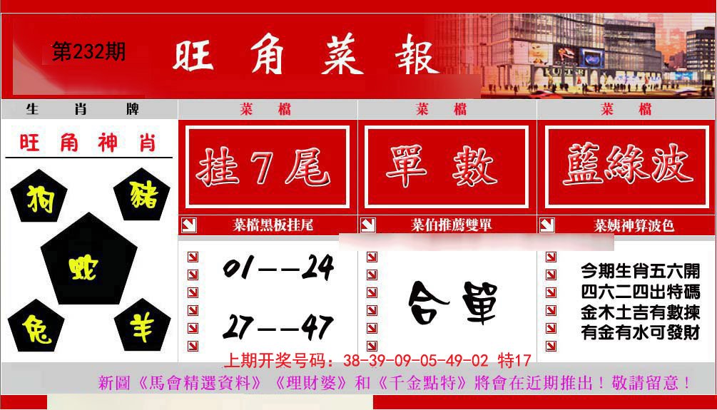 2024232期旺角菜报