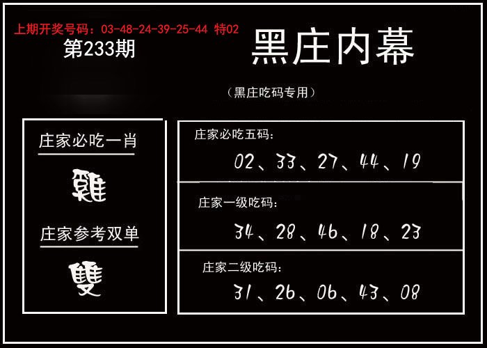2024233期黑庄内幕