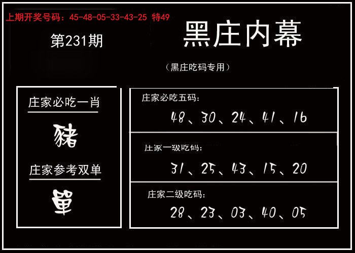 2024231期黑庄内幕