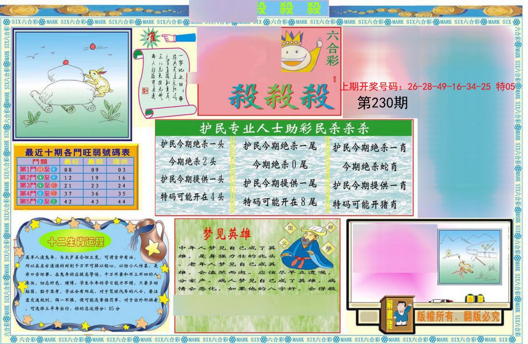 2024230期九龍杀杀杀A(推荐)