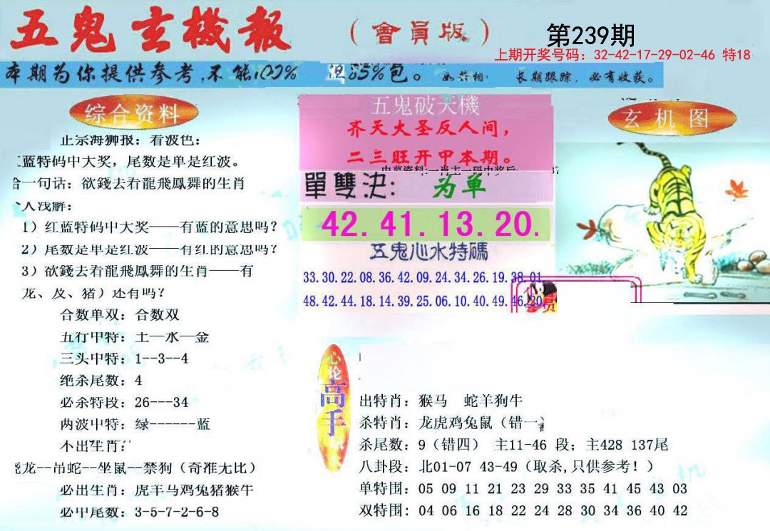 2024239期新五鬼玄机