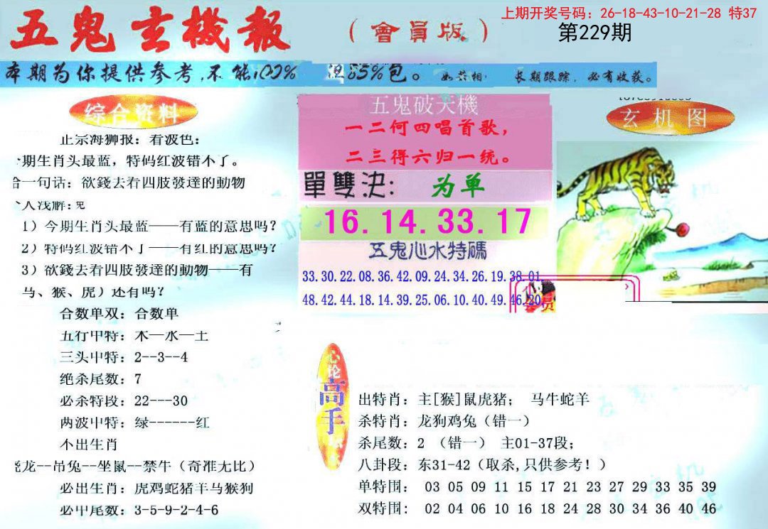 2024229期新五鬼玄机