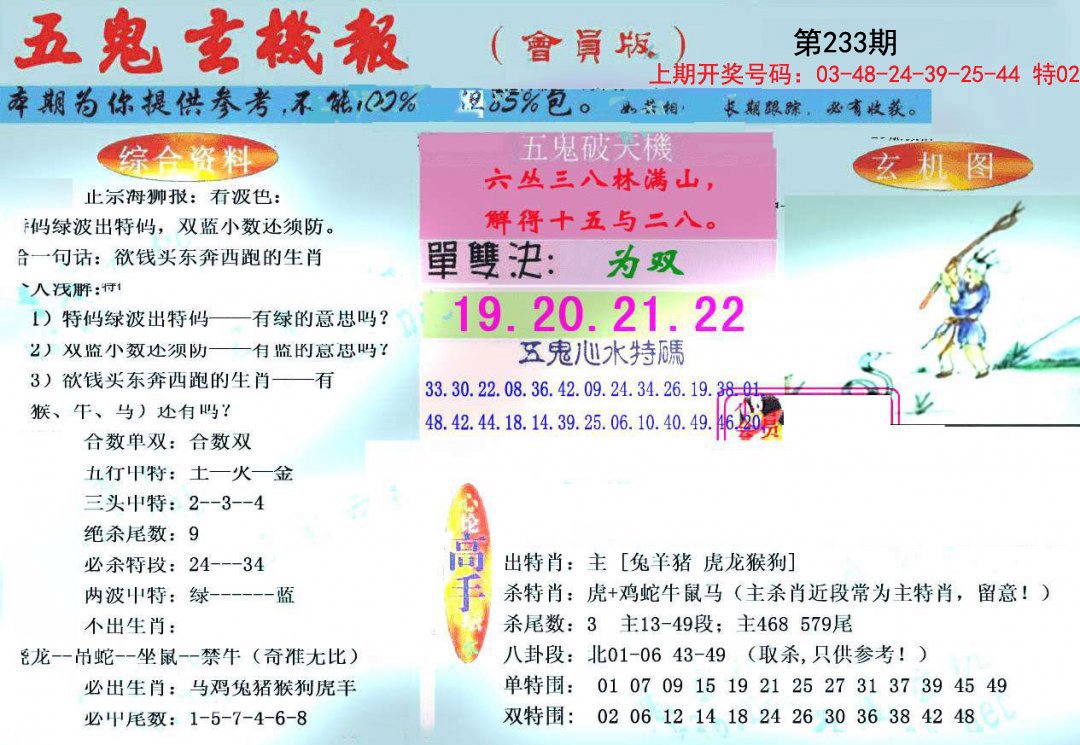2024233期新五鬼玄机