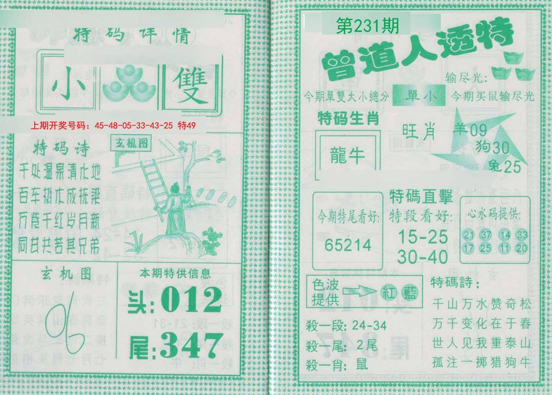 2024231期曾道人透特
