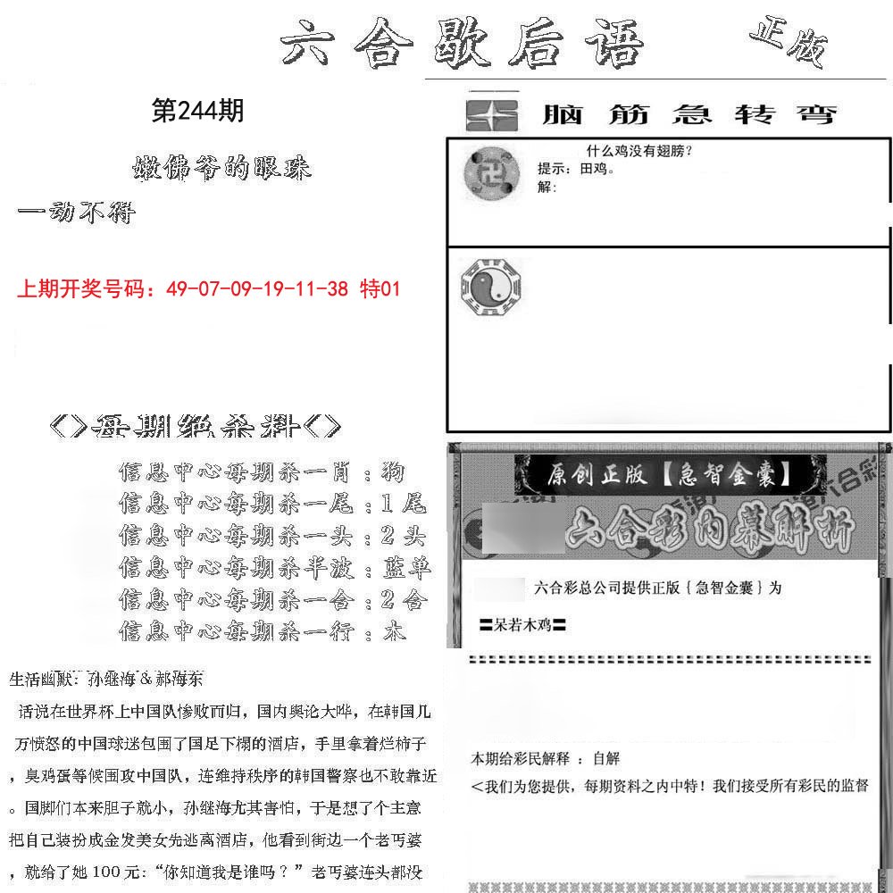 2024244期六合歇后语