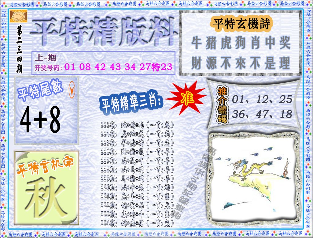 2024234期平特精版料