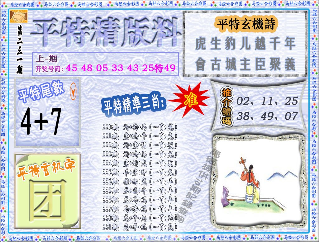 2024231期平特精版料