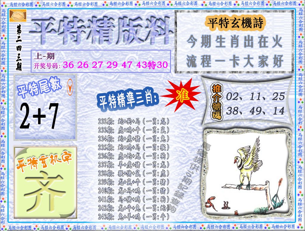 2024243期平特精版料