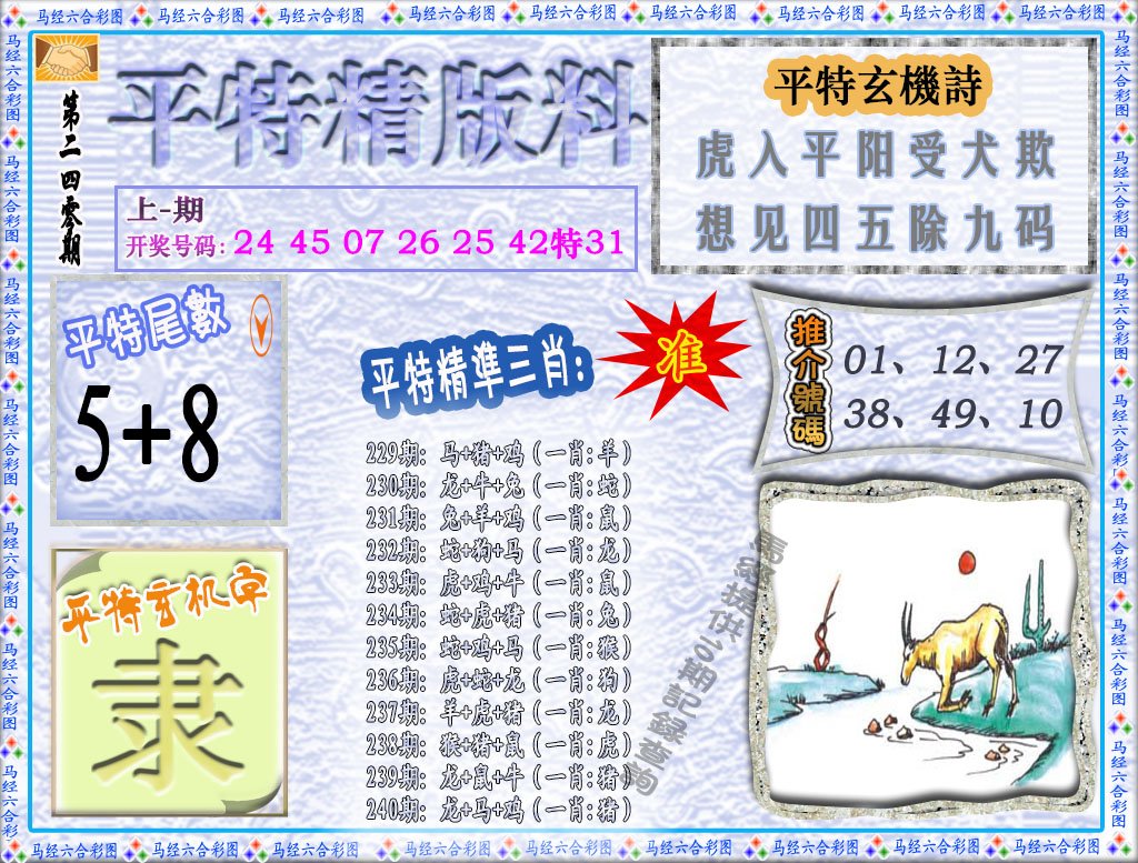 2024240期平特精版料