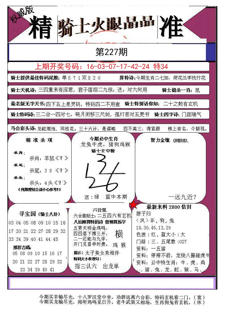 2024227期骑士火眼晶晶a