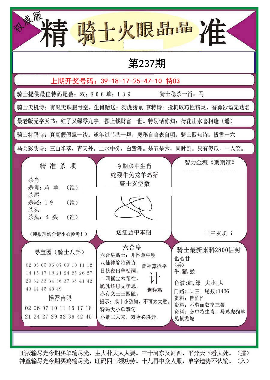 2024237期骑士火眼晶晶a