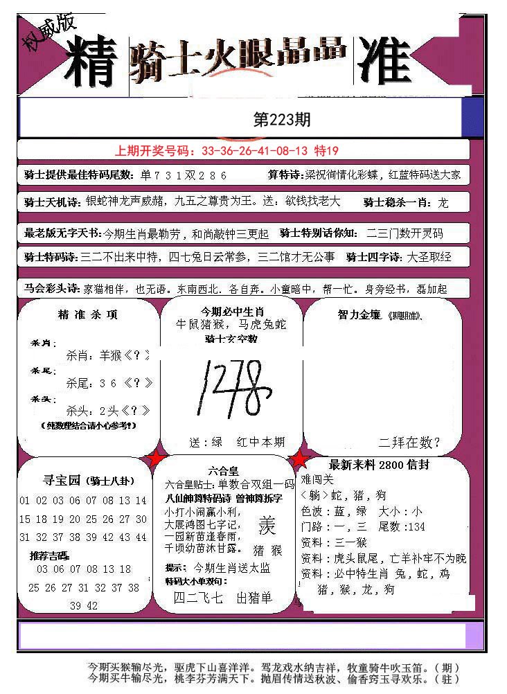 2024223期骑士火眼晶晶a