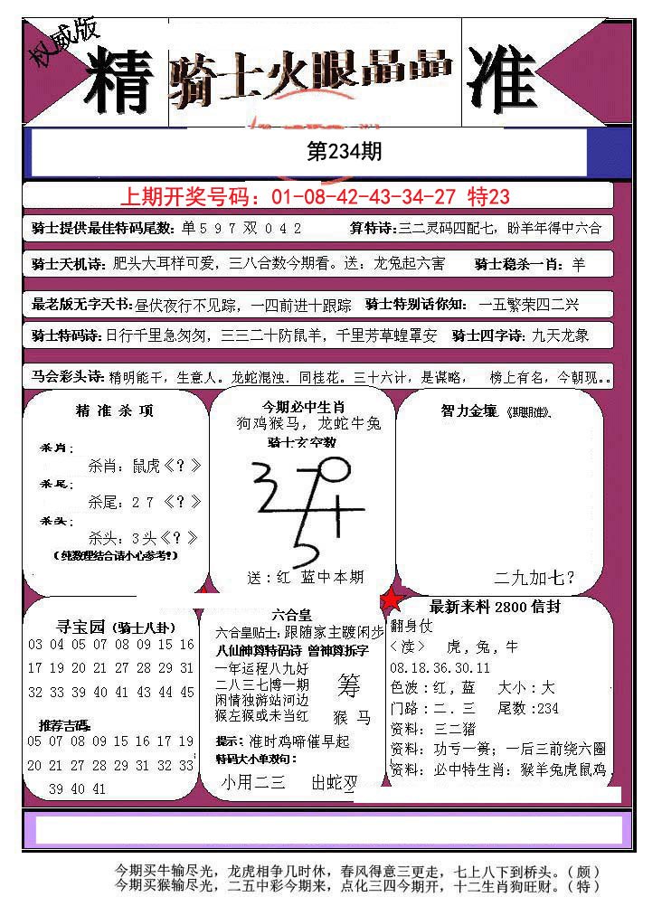 2024234期骑士火眼晶晶a