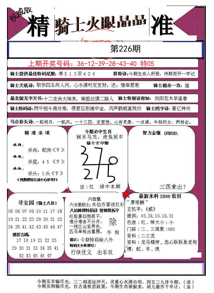 2024226期骑士火眼晶晶a