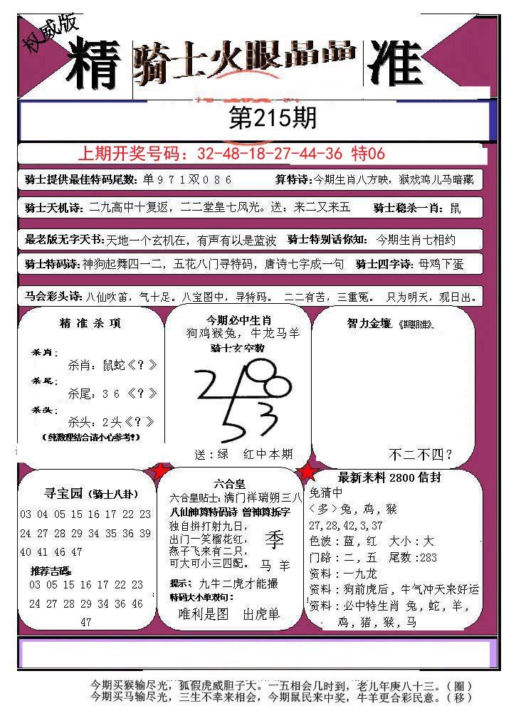 2024215期骑士火眼晶晶a
