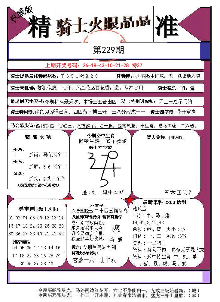 2024229期骑士火眼晶晶a