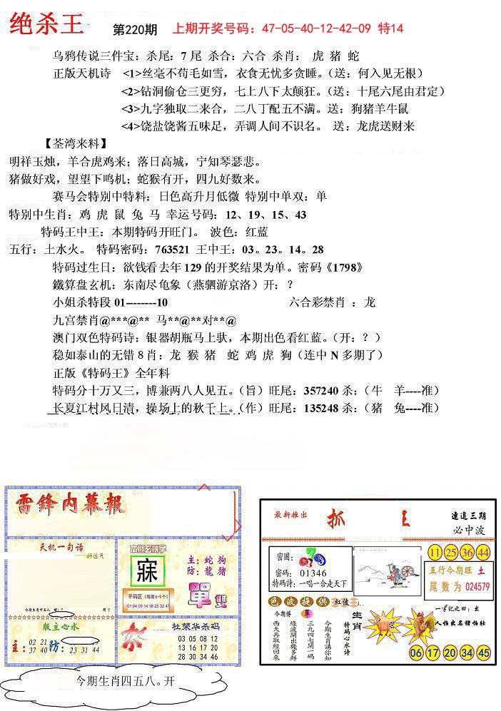 2024220期蓝天报(绝杀王)
