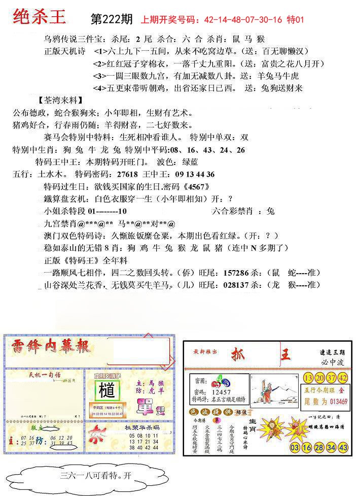 2024222期蓝天报(绝杀王)