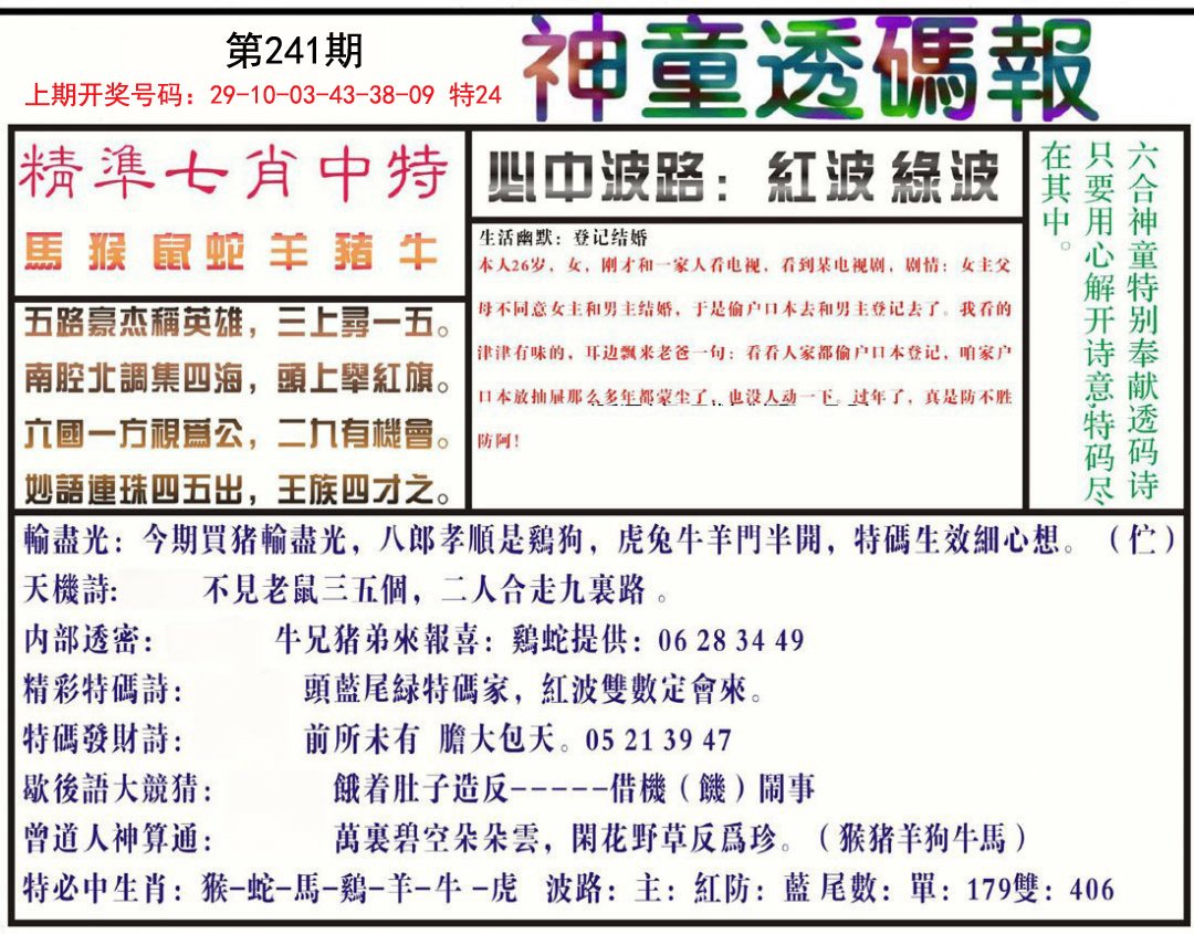 2024241期神童透码报