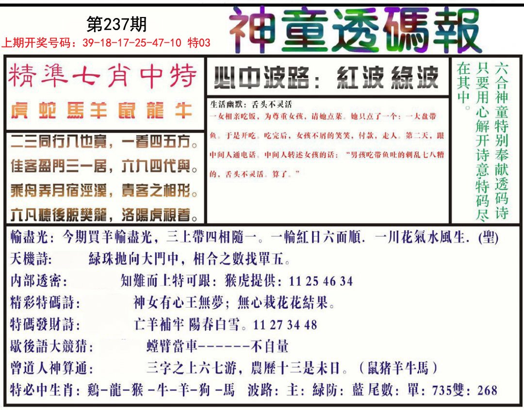 2024237期神童透码报