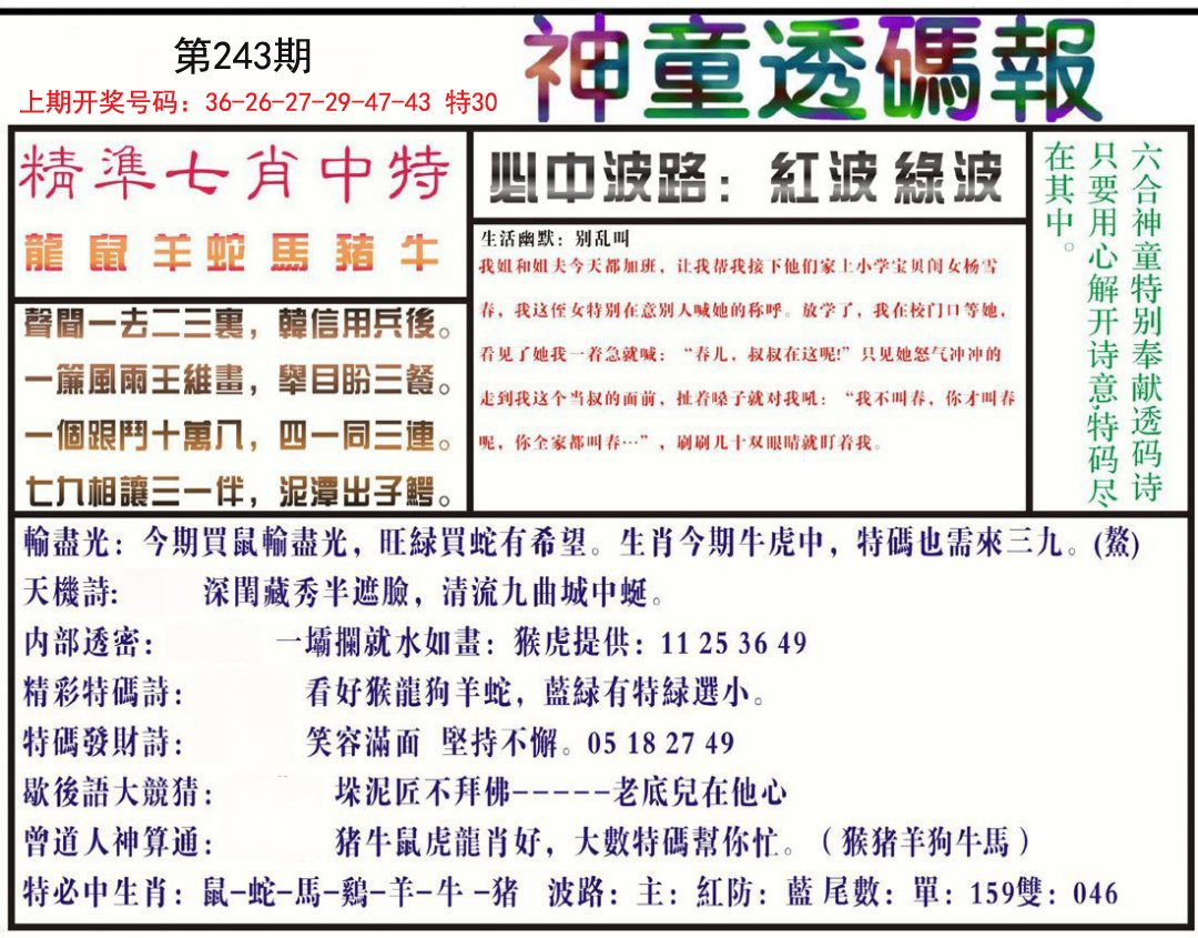 2024243期神童透码报