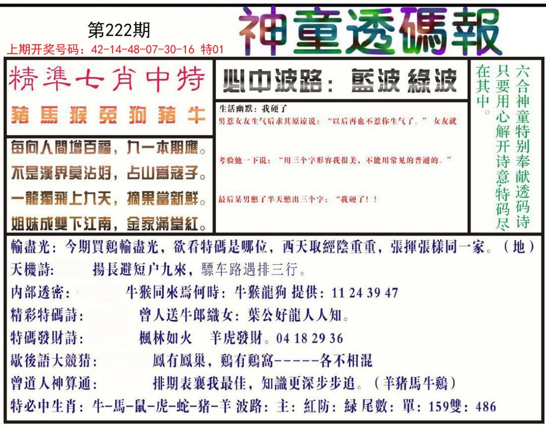 2024222期神童透码报