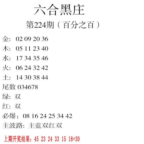 2024224期六合黑庄