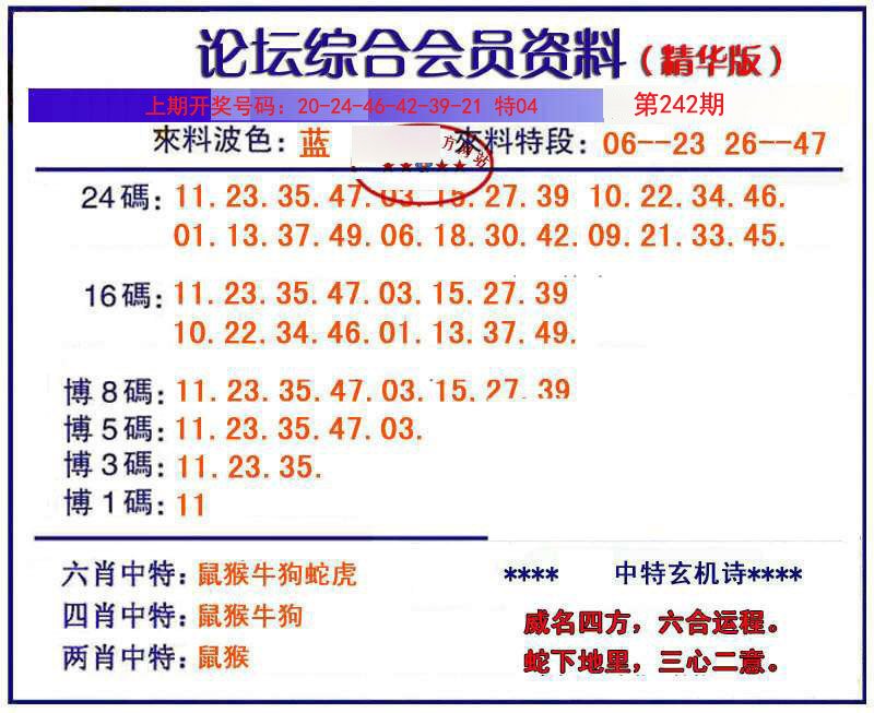 2024242期综合会员资料