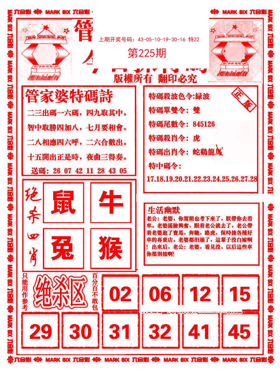 2024225期管家婆抓特码B