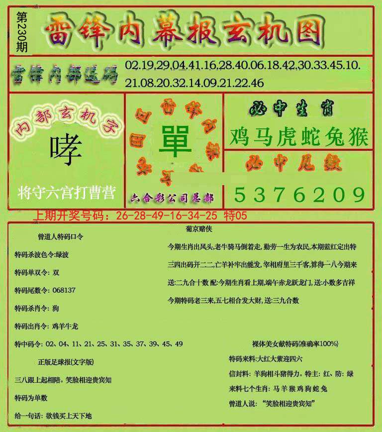 2024230期雷锋玄机报