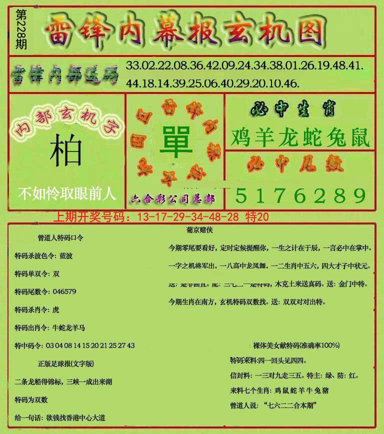 2024228期雷锋玄机报