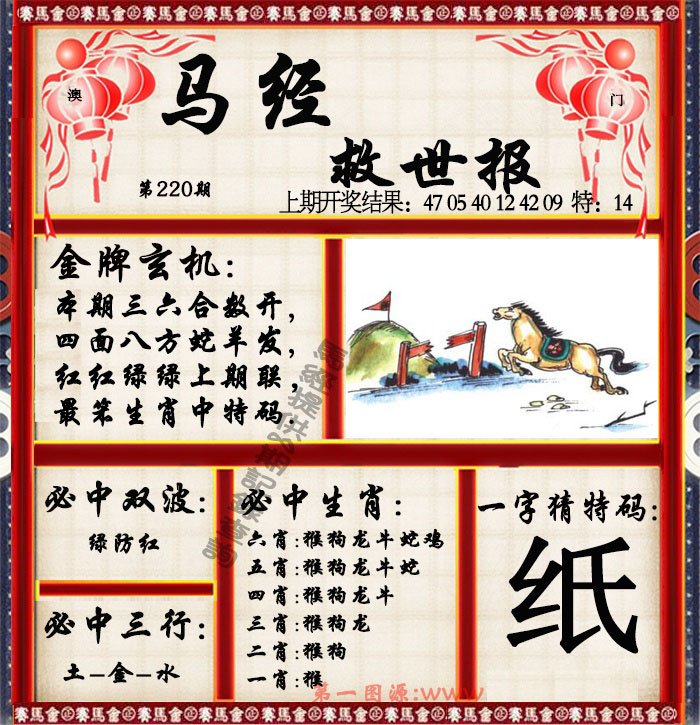 2024220期马经救世报