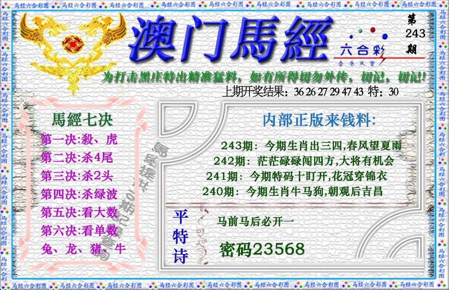 2024243期马经