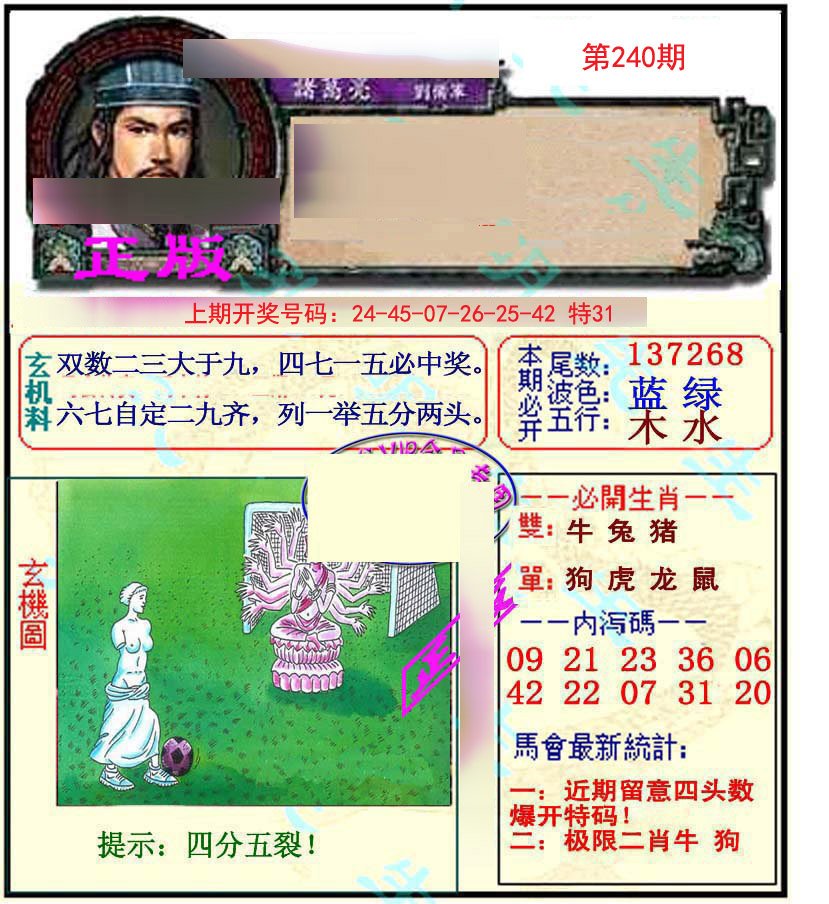 2024240期正宗孔明