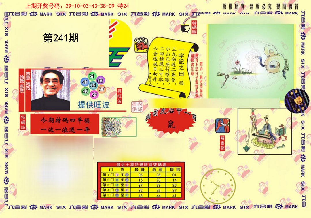2024241期心水特码(信封)