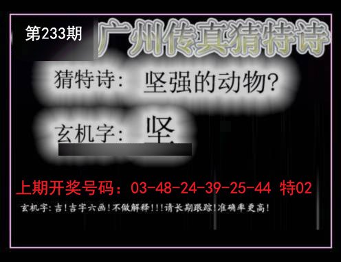 2024233期广州传真猜特诗