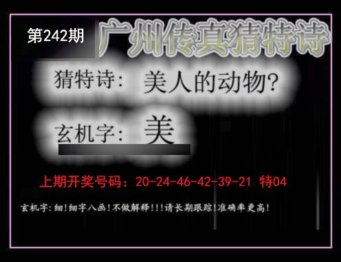 2024242期广州传真猜特诗