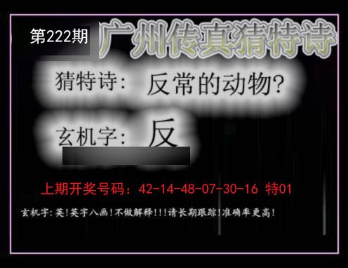 2024222期广州传真猜特诗