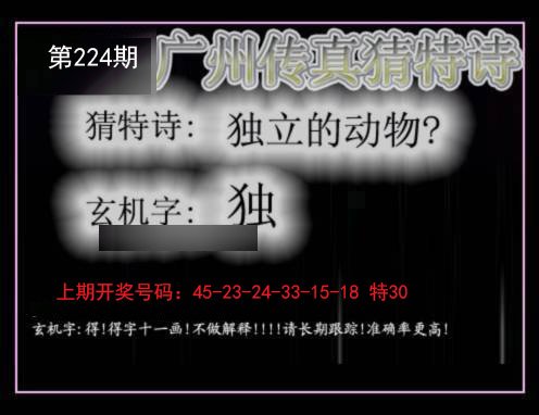 2024224期广州传真猜特诗